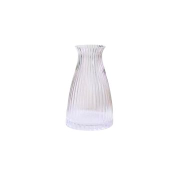 Ribbed Flower Glass Vase - 20cm