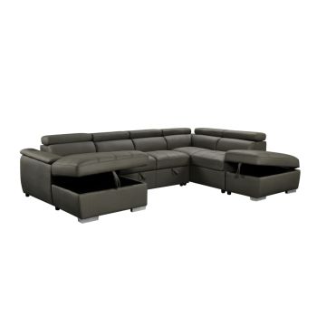 Plush Sleeper Modular Chaise Lounge - Charcoal