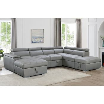 Plush Sleeper Modular Chaise Lounge - Light Grey