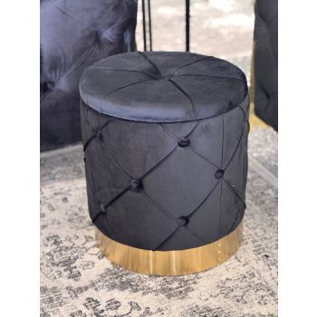 Amy Storage Foot Stools Set of 2 - Black / Gold