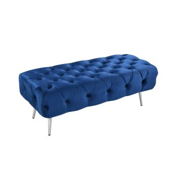 Shirley Ottoman Blue Velvet