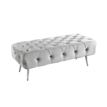 Shirley Ottoman Light Grey Velvet