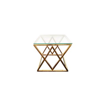 Alsea Side Table Gold Base - Clear Glass