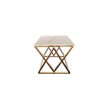 Alsea Side Table Gold Base - White Marble