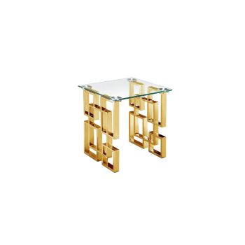 Royale Gold Side Table - White Marble