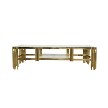 Chelsea Gold TV Unit Table - Clear Glass