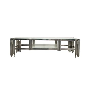 Chelsea Silver TV Unit Table - Clear Glass