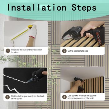 4 Pcs 60cm x 60cm Wall Panel Wood Slat Acoustic Panels Sound Absorbing Proof Panel for Wall Ceiling Decorative Black