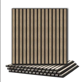 4 Pcs 60cm x 60cm Wall Panel Wood Slat Acoustic Panels Sound Absorbing Proof Panel for Wall Ceiling Decorative Walnut