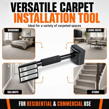 Carpet Knee Kicker Installation Tool with Steel Gripping Teeth & Foam Handle