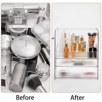 Large Cosmetic Makeup Organizer Countertop Skincare Cosmetics Storage Display Case 