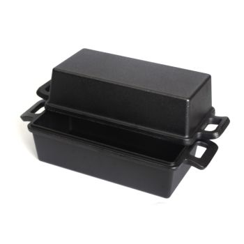 2-in-1 Cast Iron Bread Loaf Pan Tin with Lid Dual Use Baking Dish with Ergonomic Handles, Pre-Seasoned for Oven Cooking