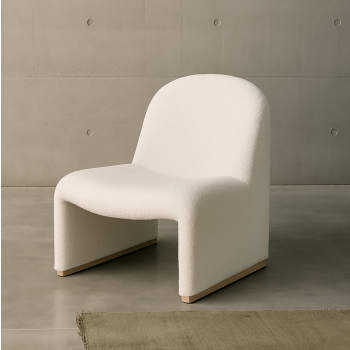 Interior Ave - Haven Curved Boucle Armchair – Sculptural White