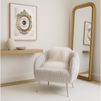 Interior Ave - Vespa Pleated Velvet Accent Chair – Pearl Grey