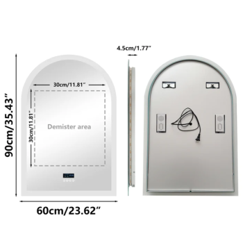 Interior Ave - 90 x 60cm Arched Frameless LED Bathroom Mirror – Bluetooth