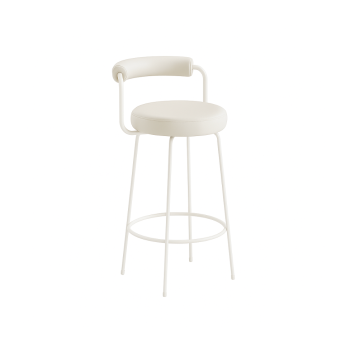 Interior Ave - Calipo White Leather Kitchen Bar Stool - Set of 2