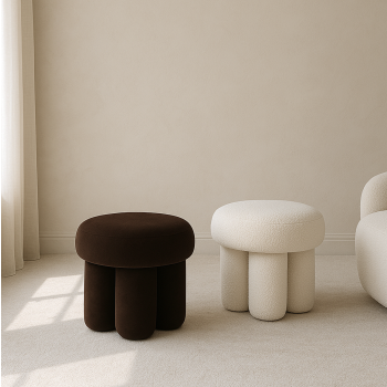 Interior Ave - Bentley Boucle Ottoman – White