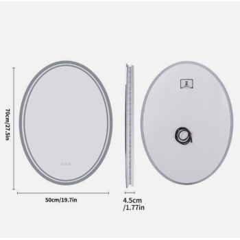 Interior Ave - LED Oval Frameless Salon / Bathroom Wall Mirror - 50 x 70cm