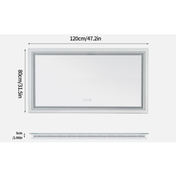 Interior Ave - LED Rectangle Frameless Salon / Bathroom Wall Mirror - 120 x 80cm