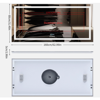Interior Ave - 80 x 160cm Rectangle Frameless LED Bathroom Mirror – Bluetooth