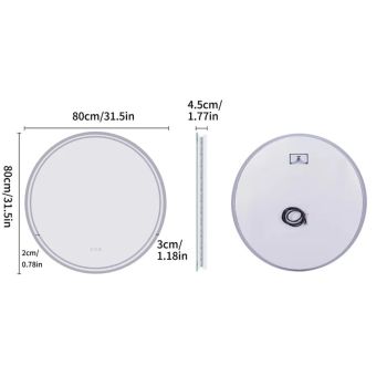 Interior Ave - LED Round Frameless Salon / Bathroom Wall Mirror - 80m