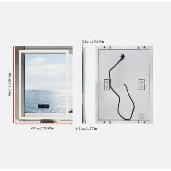 Interior Ave - 60 x 80cm Rectangle Frameless LED Bathroom Mirror – Bluetooth
