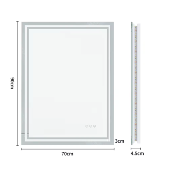 Interior Ave - LED Rectangle Frameless Salon / Bathroom Wall Mirror - 90 x 70cm