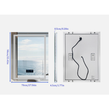 Interior Ave - 70 x 90cm Rectangle Frameless LED Bathroom Mirror – Bluetooth