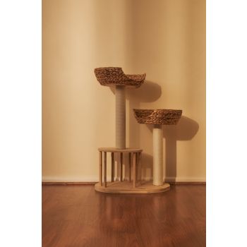 Whisker Wonderland Premium Eco Bamboo Cat Tree Medium - Natural Bamboo Structure, Safe & Stable, Multi-Functional Cat Furniture, Climbing & Scratching