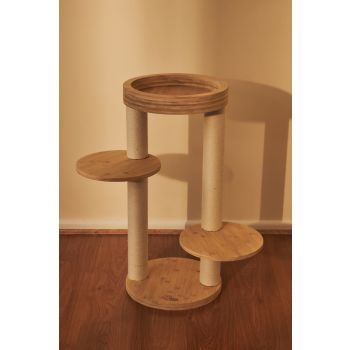 Whisker Wonderland Premium Eco Bamboo Cat Tree Small - Natural Bamboo Structure, Safe & Stable, Multi-Functional Cat Furniture, Climbing & Scratching