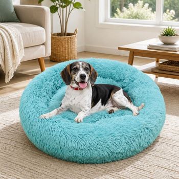 Pet Dog Bedding Warm Plush Round Comfortable Nest Comfy Sleeping kennel Green Large 90cm