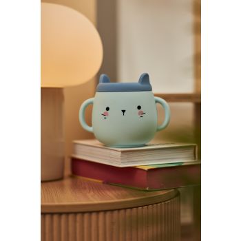 Whisker Wonderland Innovative Hydroponic Cat Grass Growing Mug - Blue | Soil-Free, Digestion & Hairball Aid, Eco-Friendly Silicone, Reusable