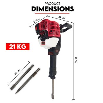 2 Stroke Petrol Demolition Jackhammer Concrete Tile Breaker 52cc Jack Hammer 