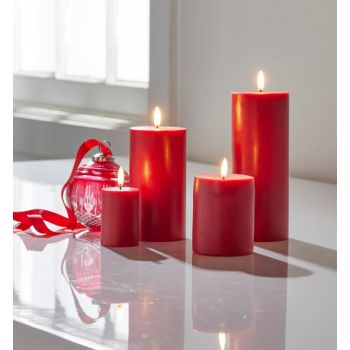 4 Pack Red Wax Pillar Advent Candles Xmas Wedding Party Table Room Centrepiece Decor Graduated sized 6 to 15cm High