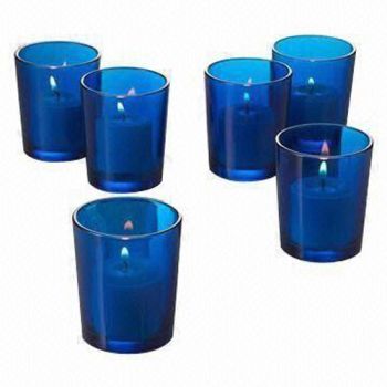 20 Pack Blue Glass Votive Tealight Candle Holders House Party Centerpiece Xmas Wedding Decor Glass Candlestick Party Decorations Bridal Baby Shower Event