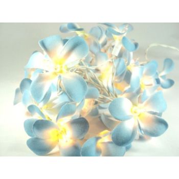 1 Set of 20 LED Tropical Blue Frangipani Flower Battery 3m String Lights Christmas Gift Home Wedding Beach Party Decoration Outdoor Table Centrepiece