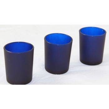 20 Pack Blue Frosted Glass Votive Tealight Candle Holders House Party Centerpiece Xmas Wedding Decor Glass Candlestick Party Decorations Bridal Baby Shower Event