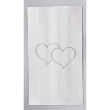 100 Pack Wedding Cake Bags Greaseproof Wax Paper Slice Take Home Favour Large Silver Heart