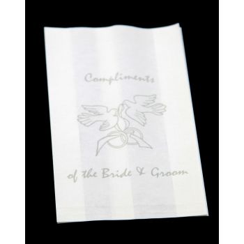 50 Pack Wedding Cake Bags Greaseproof Wax Paper Slice Take Home Favour Silver Doves