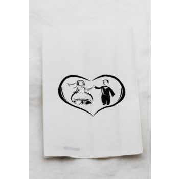 50 Pack Wedding Cake Bags Greaseproof Wax Paper Slice Take Home Favour Bride Groom in Heart