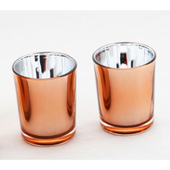 40 Pack Copper Votive Tealight Candle Holders Valentines Day Mercury  Wedding Decor Glass Candlestick Party Decorations Bridal Baby Shower Event