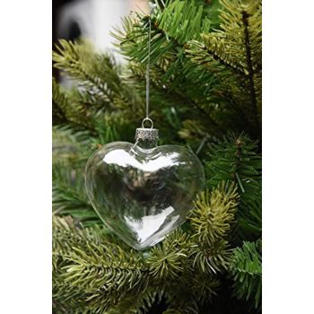 5 Pack Iridescent Glass Heart Ornaments Fillable Baubles for Christmas Party Wedding DIY Craft Decorations