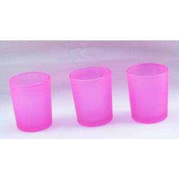 20 Pack Pink Frosted Glass Votive Tealight Candle Holders House Party Centerpiece Xmas Wedding Decor Glass Candlestick Party Decorations Bridal Valentines Event