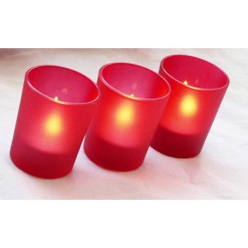 20 Pack Red Frosted Glass Votive Tealight Candle Holders Valentines Day Xmas Wedding Decor Glass Candlestick Party Decorations Bridal Baby Shower Event