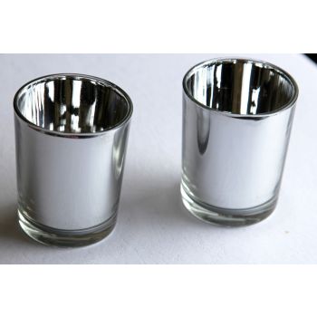10 Pack Silver Mercury Glass Votive Candle Holders Set For Wedding, Bridal And Baby Shower, Party Function or Home Decor 