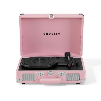 Crosley Cruiser Bluetooth Portable Turntable - Blush Pink + Bundled Crosley Record Storage Display Stand