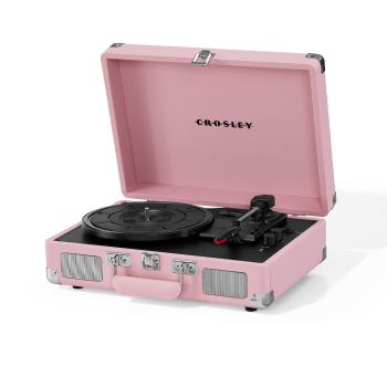 Crosley Cruiser Bluetooth Portable Turntable - Blush Pink + Crosley Entertainment Stand Bundle