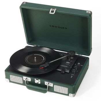 Crosley Cruiser Bluetooth Portable Turntable - Emerald Green + Bundled Crosley Record Storage Crate