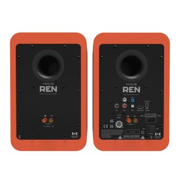 Kanto REN 200W Powered Bookshelf Speakers with HDMI ARC, USB-C, and Bluetooth 5.3 - Matte Orange, Pair