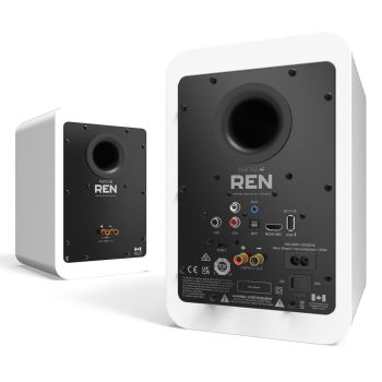 Kanto REN 200W Powered Bookshelf Speakers with HDMI ARC, USB-C, and Bluetooth 5.3 - Matte White, Pair